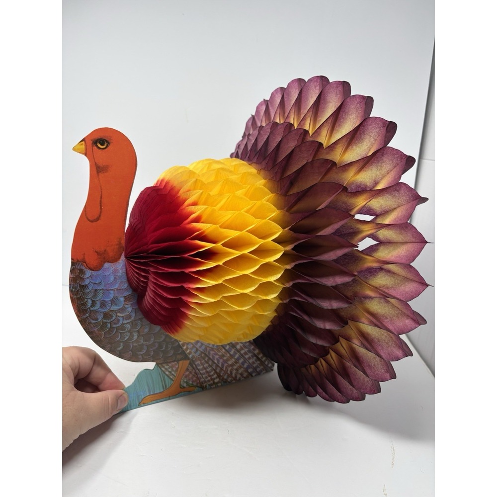 Honeycomb Turkey Thanksgiving Vintage Die Cut Amscan Paper Centerpiece 12" Tall
